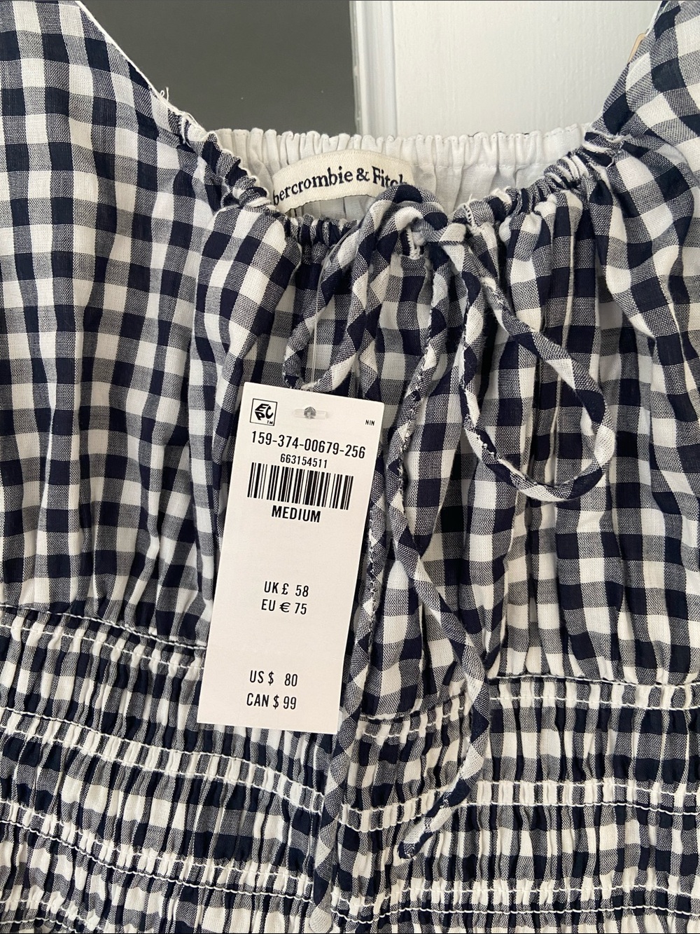 Abercrombie & Fitch Navy and White Gingham Tie-Front Dress - Picture 2 of 8